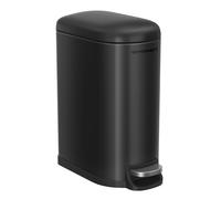 SONGMICS Poubelle de Salle de Bain 10L, Petit, Couvercle, Poubelle à Pédale pour Toilettes, Compact, Petit Espace, en Acier, Fermeture en Douceur, Noir d'Encre LTB010B02