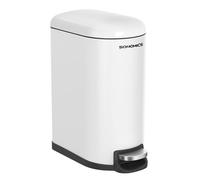 SONGMICS Poubelle de Salle de Bain 10L, Petit, Couvercle, Poubelle à Pédale pour Toilettes, Compact, Petit Espace, en Acier, Fermeture en Douceur, Blanc Nuage LTB10WT