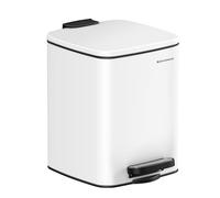 SONGMICS Poubelle de Salle de Bain, Corbeille à Déchets à Pédale avec Couvercle, 6L, pour les Petits Espaces, Fermeture en Douceur, en Acier, Blanc LTB590W0602