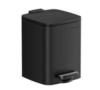 SONGMICS Poubelle de Salle de Bain, Corbeille à Déchets à Pédale avec Couvercle, 6L, pour les Petits Espaces, Fermeture en Douceur, en Acier, Noir LTB590B0602