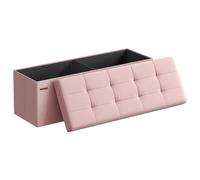 SONGMICS Pouf avec Espace de Rangement, Banc Pliant, 38 x 110 x 38 cm, Repose-Pieds, Boîte de Rangement, Charge jusqu'à 300 kg, pour Salon, Chambre à Coucher, Couloir, Rose Pastel LSF077R11