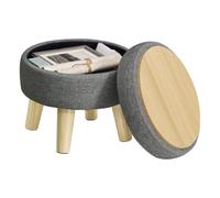 SONGMICS Pouf de Rangement Rond, Repose-Pieds, 31 x 31 x 29 cm | Siège d'Appoint avec Coffre, en Tissu Aspect Lin, pour Salon, Gris Plomb, Collection MACEO LOM514GN01