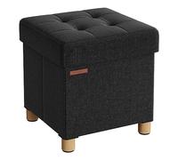 SONGMICS Pouf Rangement Pliable avec Pieds, 38 x 38 x 40 cm | Cube de Rangement, Charge 300 kg, pour Salon, Noir D'Encre, Collection Melisa LSF014B11