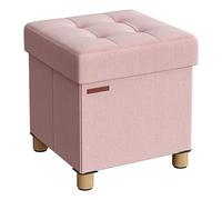SONGMICS Pouf Rangement Pliable avec Pieds, 38 x 38 x 40 cm | Cube de Rangement, Charge 300 kg, pour Salon, Rose Bonbon et Noir D'Encre, Collection Melisa LSF014P11