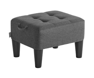 SONGMICS Repose-pieds en tissu aspect lin avec coussin épais, capacité de charge de 150 kg, pour salon, chambre à coucher, entrée, gris ardoise et noir encre LOM502G02