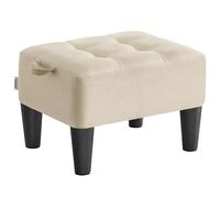 SONGMICS Repose-Pieds, en Tissu Façon Lin, Tabouret, Pouf, Rembourrage Épais, Capacité de Charge 150 kg, pour Salon, Chambre, Entrée, Beige Sable et Noir d’Encre LOM502LF01