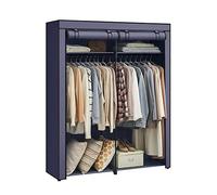 SONGMICS RYG002I02 Armoire en Tissu avec Barres à Suspendre, Porte-Manteau, Pliable, pour Chambre, Bureau, 140 x 43 x 174 cm, Bleu foncé