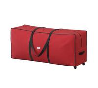 SONGMICS Sac de Rangement avec Roues Diamètre de 40 mm, Sac de Transport, jusqu’à 229 cm, pour Sapin de Noël Démonté, Poignées Réglables en Longueur, Tissu Oxford 600D, Rouge Cerise RXS004R03