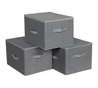 SONGMICS Sac de Rangement, Lot de 3, avec Couvercle, Boîte de Rangement, Pliable, avec Poignées, pour Jouets, Vêtements, RYZB03G