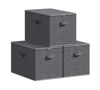 SONGMICS Sac de Rangement, Lot de 3, Pliable, avec Couvercle | Boîte de Rangement, avec Poignées, pour Jouets, Vêtements, Noir d'encre, Collection TINA RYZ103B01
