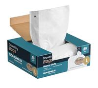 SONGMICS Sacs poubelle robustes avec cordon de serrage pour poubelles de cuisine de 20 L, pré-séparés, boîte à distribution rapide, doublure code L, 2 rouleaux, 80 pièces, blanc KRB021A02