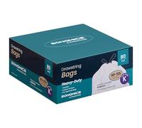 SONGMICS Sacs Poubelles, 50 L, avec Liens Coulissants, 80 Pièces, Sac Code K, Résistant, Distributeur Rapide, Blanc Crème KRB051A02
