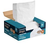 SONGMICS Sacs Poubelles, 30 L, avec Liens Coulissants, 80 Pièces, Sac Code H, Résistant, Distributeur Rapide, Blanc Crème KRB031A02