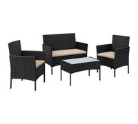 SONGMICS Salon de Jardin Extérieur, Surface Tressée en PE, Table et Chaises, pour Terrasse, Jardin, Balcon, Noir et Taupe GGF004B05