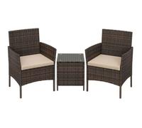 SONGMICS Salon de Jardin Extérieur,Table et Chaises, pour Terrasse, Jardin, Balcon, Marron et Taupe
