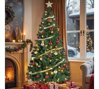 SONGMICS Sapin de Noël Artificiel, avec Éclairage, Sapin de 180 cm, Branches en PVC, avec Support en Métal, Montage Rapide, Vert LAT004CZ01