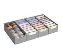 SONGMICS Set di 4 Divisori per Cassetti, per Cassettiere HEMNES e MALM di IKEA, con Separatori, Organizzatori per Biancheria Intima Pieghevole, 40 x 16 x 10 cm, Grigio Tortora RUS014G01