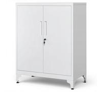 SONGMICS Caisson de Bureau, Placard Polyvalent, Armoire de Bureau à 2 Portes, Verrouillable, en Acier, pour Salon, Gris Mat OMC013G01