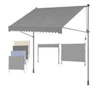 SONGMICS Store Banne Rétractable, Réglable en Hauteur, 350 x 180 cm | Store Manuel, avec Manivelle, pour Balcon, Jardin, Terrasse, Gris, Collection SHELD GSA352G01