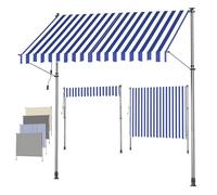 SONGMICS Store Banne Rétractable, Store Manuel, Réglable en Hauteur, avec Manivelle pour Balcon, Jardin, Terrasse, 300 x 120 cm, Bleu et Blanc GSA302QZ01