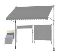 SONGMICS Store Banne Rétractable, Store Manuel, Réglable en Hauteur, avec Manivelle pour Balcon, Jardin, Terrasse, 300 x 180 cm, Gris GSA302G01