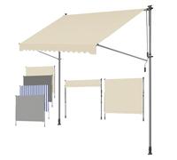 SONGMICS Store Banne Rétractable, Store Manuel, Réglable en Hauteur, avec Manivelle pour Balcon, Jardin, Terrasse, 300 x 180 cm, Beige GSA302M01