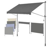 SONGMICS Store Banne Rétractable, Store Manuel, Réglable en Hauteur, avec Manivelle pour Balcon, Jardin, Terrasse, 350 x 180 cm, Gris Anthracite GSA352G02