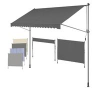 SONGMICS Store Banne Rétractable, Store Manuel, Réglable en Hauteur, avec Manivelle pour Balcon, Jardin, Terrasse, 400 x 180 cm, Gris Anthracite GSA402G02