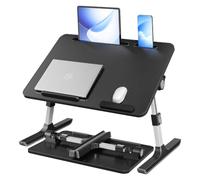 SONGMICS Support Ordinateur Portable, Table de Lit | Alliage d'Aluminium, Panneau de Particules, 60 x 40 x 25 cm, pour Chambre et Salon, Noir, Collection ISLAND LLD118B101