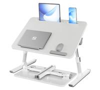 SONGMICS Support Ordinateur Portable, Table de Lit | Alliage d'Aluminium, Panneau de Particules, 60 x 40 x 25 cm, pour Chambre et Salon, Gris, Collection ISLAND LLD118G101