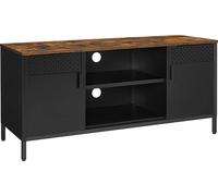 SONGMICS Support TV, armoire TV, table TV avec 3 étagères réglables, pour TV jusqu'à 55 pouces, pour salon, chambre à coucher, rustique marron et noir LT