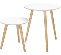 SONGMICS Table d'appoint ronde, 2 tables basses modernes, Style scandinave minimaliste, Tables basses avec pieds en bois massif