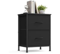 Table de Chevet - SONGMICS - 2 Tiroirs - Acier & MDF - Noir d'Encre & Noir Boisé