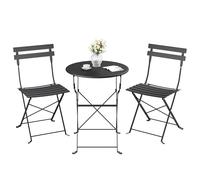 SONGMICS Table de Jardin Exterieur avec Chaises, 3 Pièces, Pliable, 2 Chaises, 1 Table, Salon de Jardin Exterieur, Acier, Résistant aux Intempéries, pour Balcon, Terrasse, Noir d'encre GGF036BZ01
