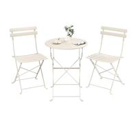 SONGMICS Table de Jardin Exterieur avec Chaises, Table de Bistro, 2 Chaises, 1 Table, Salon de Jardin Exterieur, Acier, Résistant aux Intempéries, pour Balcon, Terrasse, Beige Cappuccino GGF036LZ01