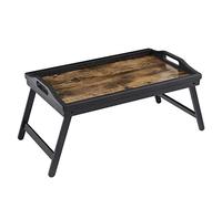 SONGMICS Support pour Ordinateur, Table de lit avec Pieds en Bambou réglables, Marron Rustique LLD106B01