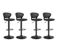 SONGMICS Tabouret Bar, Lot de 4, Siège, Réglable en Hauteur, avec Dossier Incurvé, Assise Rembourrée, Pivotant à 360°, Noir