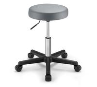 SONGMICS Tabouret de Bar à Roulettes, Chaise Réglable en Hauteur, Siège Pivotant, Surface en PU, Tabouret de Travail, Salon d’Esthétique, Salon de Coiffure, Bureau, Cabinet, Gris Tourterelle LJB061G01