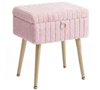 SONGMICS Tabouret de Coiffeuse avec Rangement, Rembourré, Pieds en Métal | Repose-pieds, Pieds Réglables, pour Salon, Chambre, Dressing, Rose et Or pâle, Collection GLAMOR LOM505SZ02