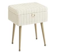 SONGMICS Tabouret de Coiffeuse, Tabouret avec Rangement, Repose-Pieds, Pieds en Métal, Rembourré, Pieds Réglables, pour Salon, Chambre, Dressing, Blanc Crème LOM505WZ02