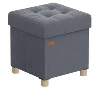 SONGMICS Tabouret de Rangement, Cube Pliable, 38 x 38 x 40 cm, Pouf, Repose-Pieds, 37 L, Surface en Velours, pour Chambre, Salon, Dortoir, Gris Ardoise LSF0516G01