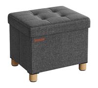 SONGMICS Tabouret de Rangement, Petit Pouf Pliable, 32 x 40 x 33,5 cm, Repose-Pieds Cubique avec Rangement, Charge jusqu'à 300 kg, pour Salon, Chambre, Dortoir, Gris Ardoise LSF012G11