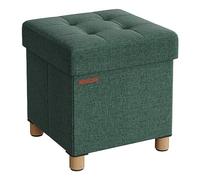 SONGMICS Tabouret de Rangement, Petit Pouf Pliable, 38 x 38 x 40 cm, Repose-Pieds Cubique avec Rangement, Charge jusqu'à 300 kg, pour Salon, Chambre, Dortoir, Vert Rétro LSF014C11