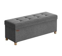 SONGMICS Tabouret de Rangement, Pouf Pliable, Repose-Pieds, 38 x 110 x 40 cm, Bout de Lit Cubique avec Rangement, Charge jusqu'à 300 kg, pour Salon, Chambre, Entrée, Gris Ardoise LSF018G11