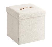 SONGMICS Tabouret de Rangement, Pouf Pliable, Repose-Pieds, 38 x 38 x 38 cm, Boîte de Rangement, Capacité de Charge Jusqu’à 300 kg, pour Salon, Chambre, Couloir, Blanc Crème LSF095W01V1
