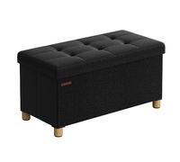 SONGMICS Tabouret de Rangement, Pouf Pliable, Repose-Pieds, 38 x 76 x 40 cm, Bout de Lit Cubique avec Rangement, Charge jusqu'à 300 kg, pour Salon, Chambre, Entrée, Noir d'encre LSF016B11