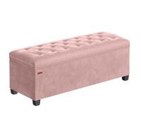 SONGMICS Tabouret de Rangement, Pouf, Repose-Pieds, 40 x 110 x 40 cm, Bout de Lit Cubique avec Rangement, Charge jusqu'à 300 kg, pour Salon, Chambre, Entrée, Rose Bonbon LSF089R01