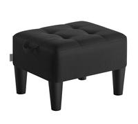 SONGMICS Tabouret Ottoman en Tissu Aspect Lin avec Coussin épais, capacité de Charge de 150 kg, pour Salon, Chambre à Coucher, entrée, Noir Encre LOM502BH01