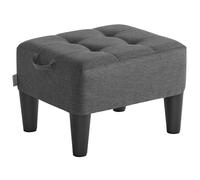 SONGMICS Tabouret, Repose-Pieds, en Tissu Façon Lin, Pouf, Rembourrage Épais, Capacité de Charge 150 kg, pour Salon, Chambre, Entrée, Gris Ardoise et Noir d’Encre LOM502G01
