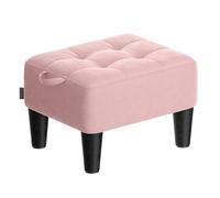 SONGMICS Tabouret, Repose-Pieds, en Velours, Pouf, Rembourrage Épais, Capacité de Charge 150 kg, pour Salon, Chambre, Entrée, Rose Bonbon et Noir d’Encre LOM501R01